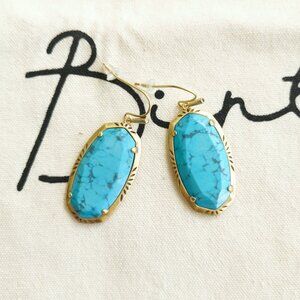 Kendra Scott Etch Frame Earrings - Elle - Variegated Turquoise Vintage Gold